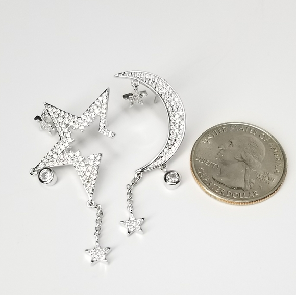 NWT Pave CZ Moon and Star Earrings - Picture 10 of 11